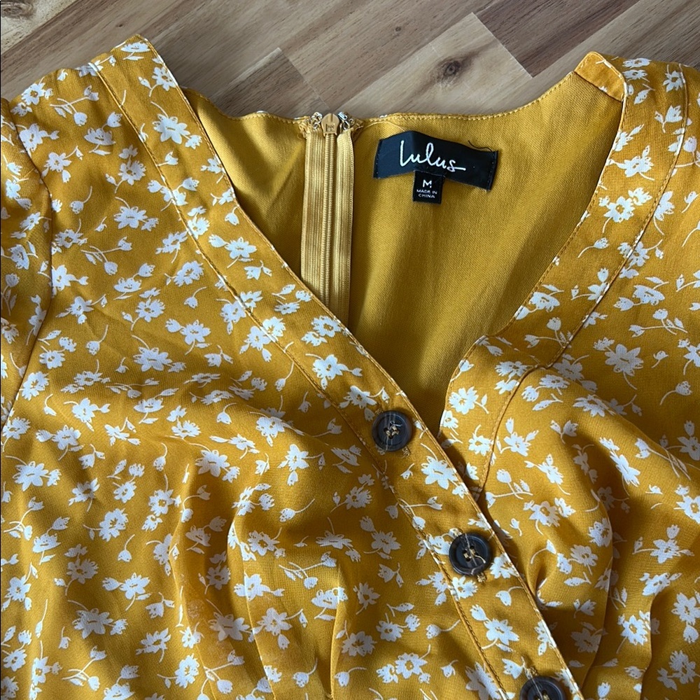 Lulu's Yellow Ruffled Puff Sleeve Sundress - Picture 3 of 5